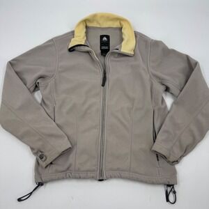 Vintage ACG Nike Womens Fleece Jacket Full Zip Thermal Layer Gray Yellow‎ Trim L